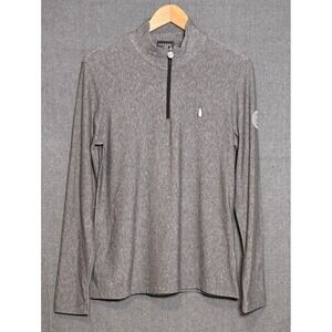 Golfino Womens Heather Grey Quarter Zip Pullover Long Sleeve Golf Top Size 12 L